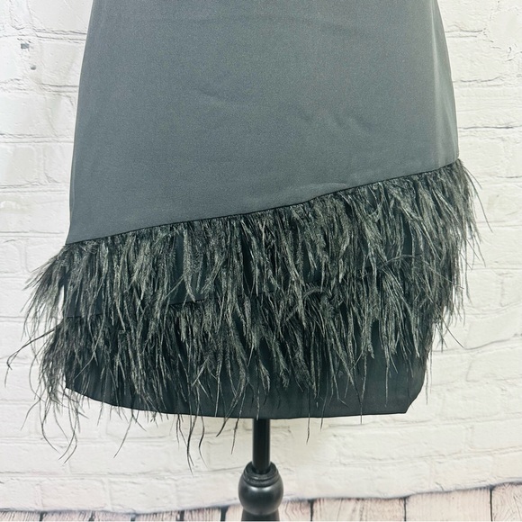 SAM EDELMAN SPAGHETTI ASYMMETRICAL FEATHER BLACK DRESS SIZE 8 - Picture 11 of 16